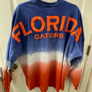 Women's Royal Florida Gators Ombre Long Sleeve Dip-Dyed Spirit Jersey XL